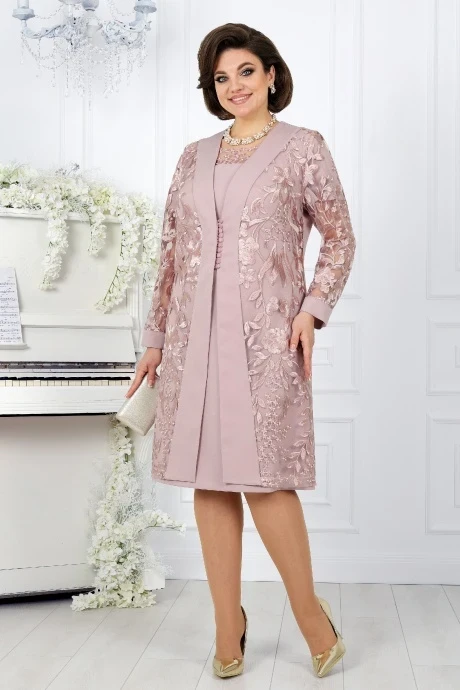 Костюм с платьем *Распродажа Нинель Шик 5988 пудра двойка #1