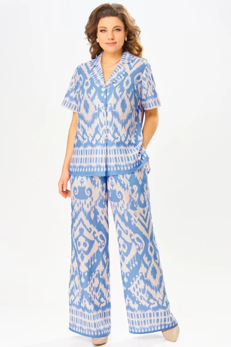 Брючный костюм FITA 3061 бежево-голубой двойка #1