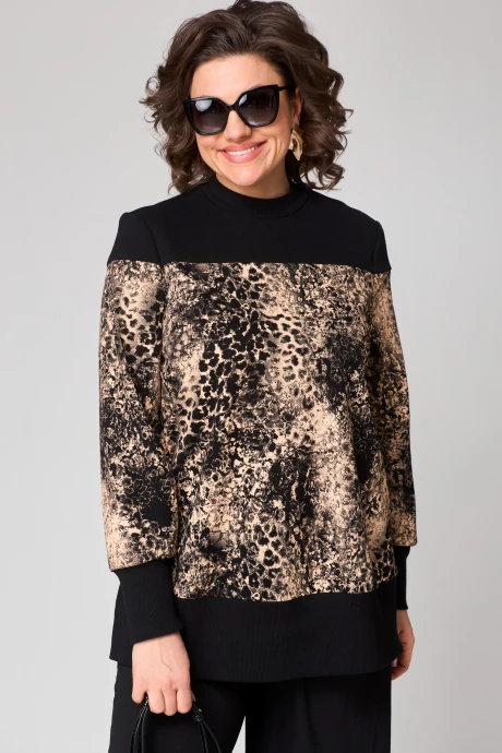 Блузка *Распродажа EVA GRANT 7069Е кофейная абстракция #1