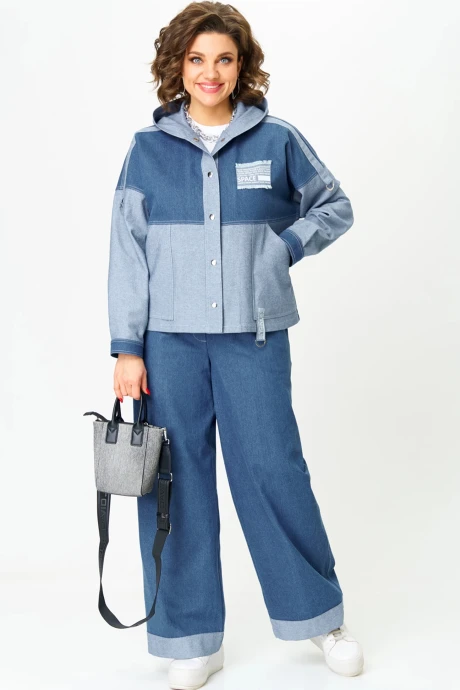 Брючный костюм AIRA style 24223 голубой двойка #1