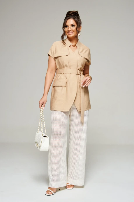 Брючный костюм Beautiful&Free 6328 бежевый двойка #1