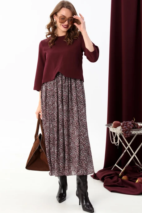 Платье *Распродажа NikVa 740-14 винная абстракция #1
