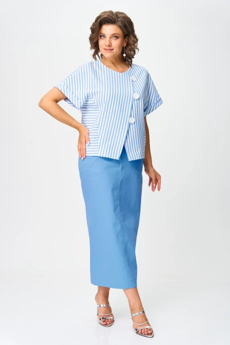 Юбочный костюм Michel Chic 1422 голубой, полоска двойка #1