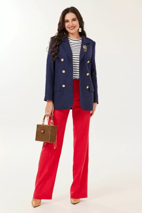 Брючный костюм Твой Имидж 2133 сине-красный тройка #1