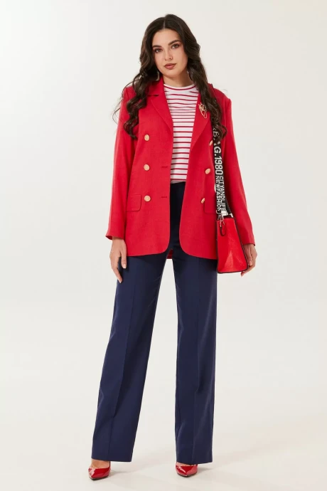 Брючный костюм Твой Имидж 2132 красно-синий тройка #1