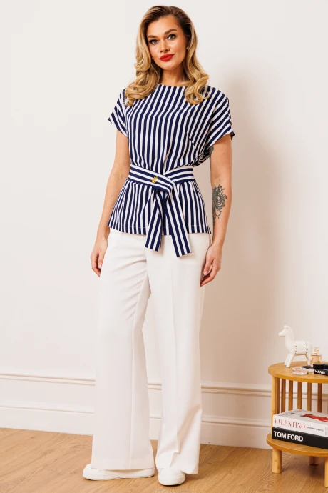 Брючный костюм Мода-Юрс 2910 молочный полоска двойка #1