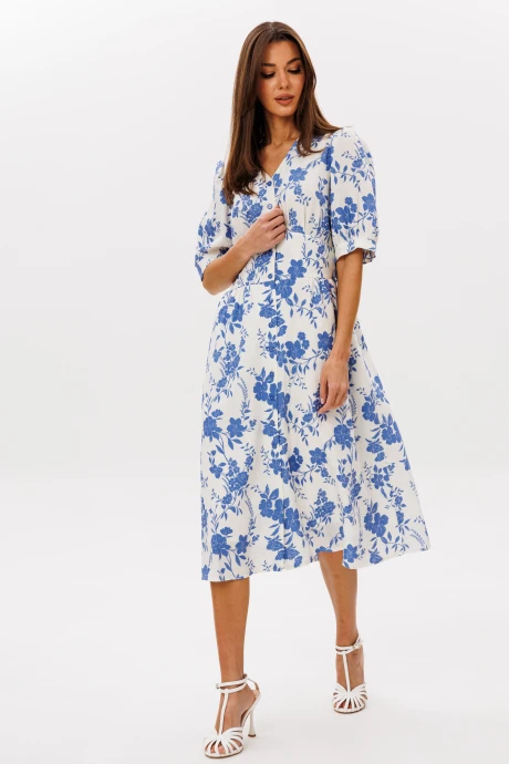 Платье Ларс Стиль 1088 молочно-голубой принт #1