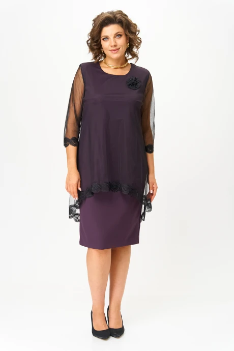 Платье SolomeaLux 536 баклажан с черным #1