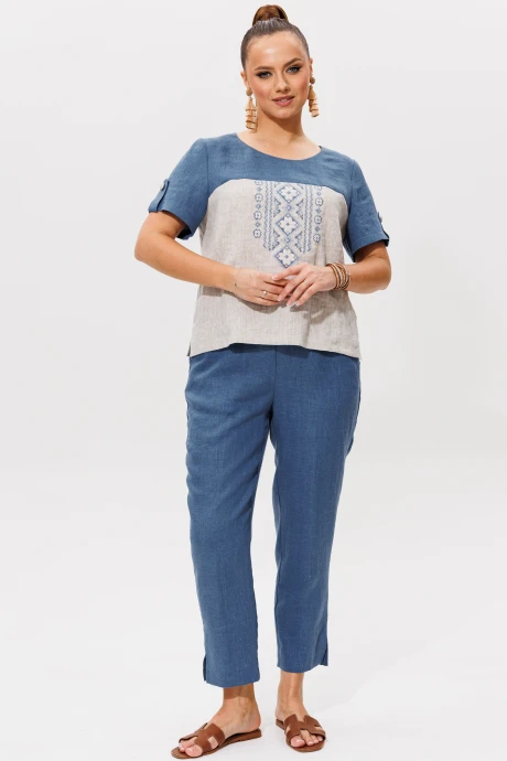 Брючный костюм Галеан-стиль 977.1 синий двойка #1