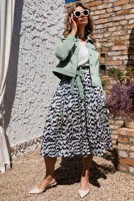 Юбочный костюм Мода-Юрс 2400 ментол белый #1