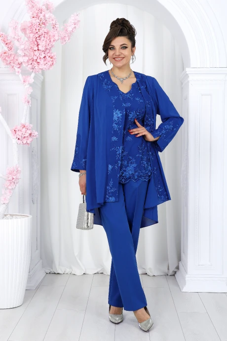 Брючный костюм Нинель Шик 6066 василек тройка #1