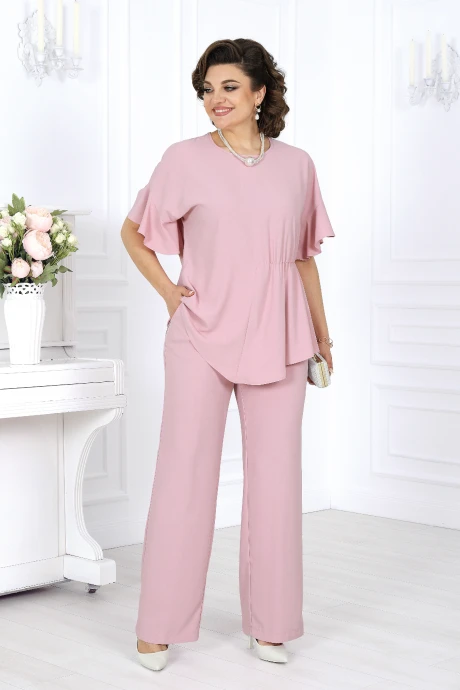 Брючный костюм Нинель Шик 7493 розовый двойка #1