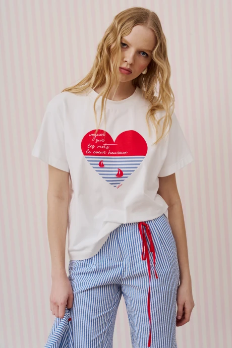 Футболка Lokka 1665 белый/красный голубой принт #1