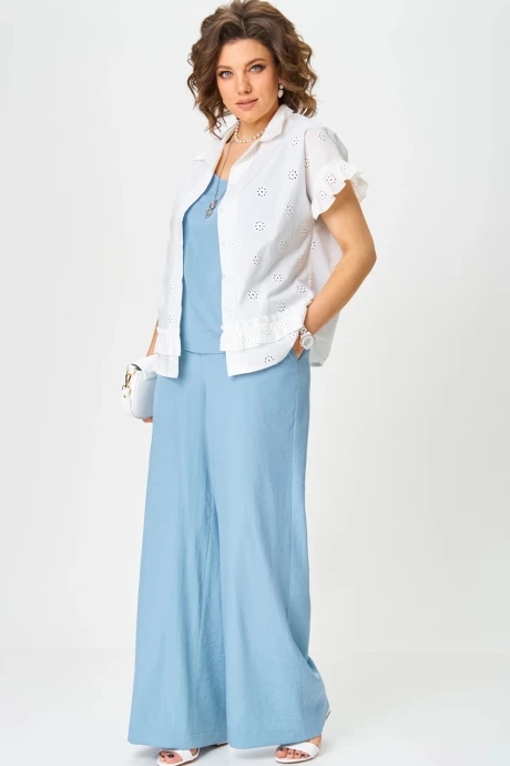 Брючный костюм AIRA style 24226 Серо-голубой тройка #1