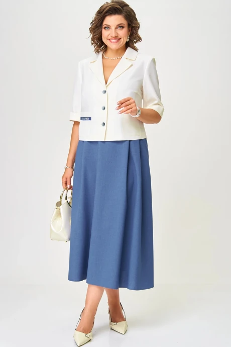 Юбочный костюм AIRA style 24123 Молочно-синий двойка #1