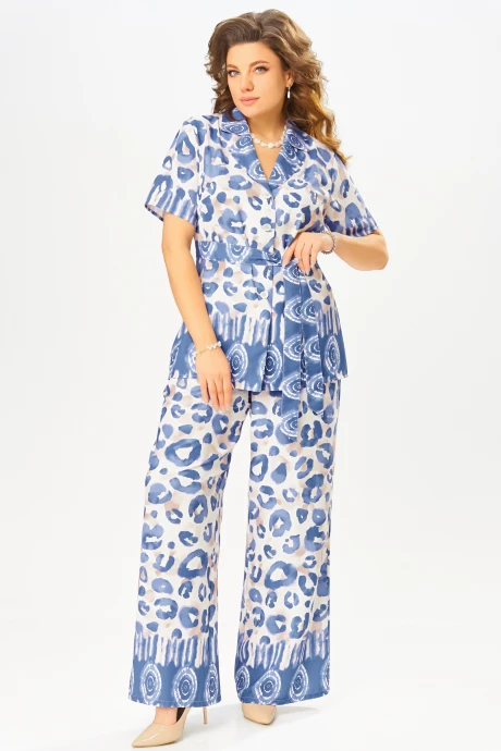 Брючный костюм FITA 3081 бежево-синий двойка #1