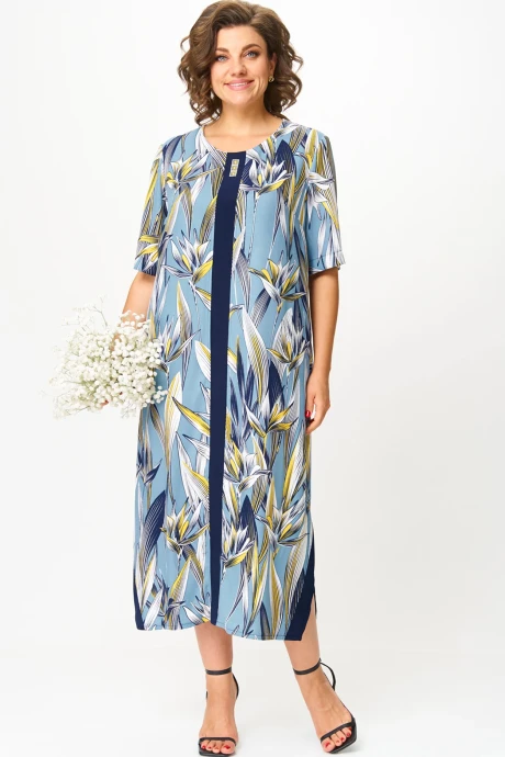 Платье Michel Chic 2168 голубой, цветы #1