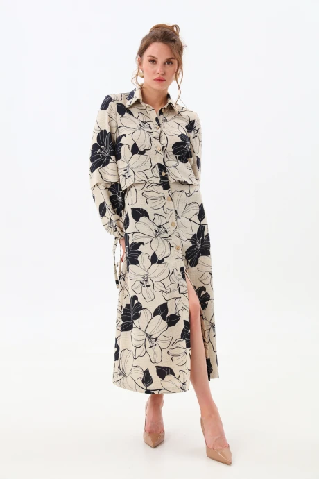 Платье NikVa 944-5 сине-песочные_лилии #1
