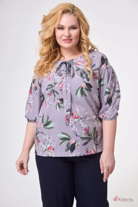 Блузка *Распродажа Anelli 831 лиловый с цветами #1