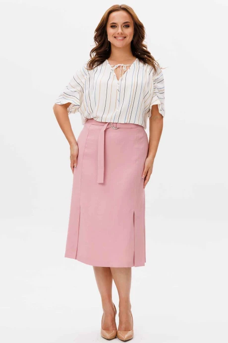 Юбочный костюм MisLana 6772 молочный/розовый двойка #1