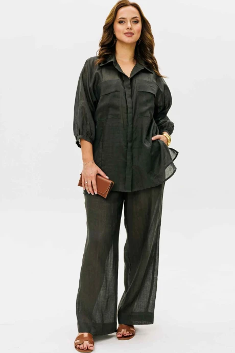 Брючный костюм MisLana 11093 темно-зеленый двойка #1