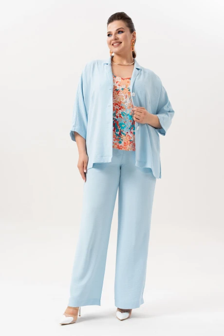 Брючный костюм ANDINA 3001-2 голубой тройка #1