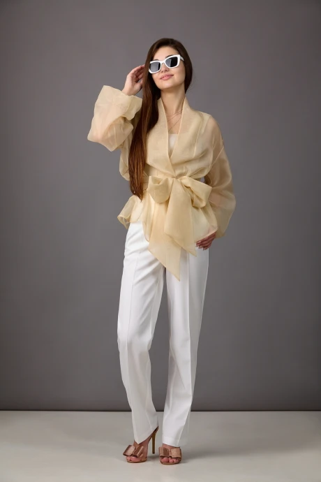 Брючный костюм Rosheli 1151/1 бежевый,молочный двойка #1