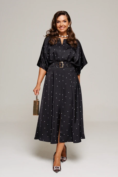 Платье Beautiful&Free 6342 черный+горох #1