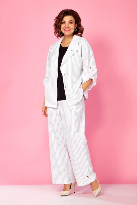 Брючный костюм Ольга Стиль 935 полоска-чёрный двойка #1