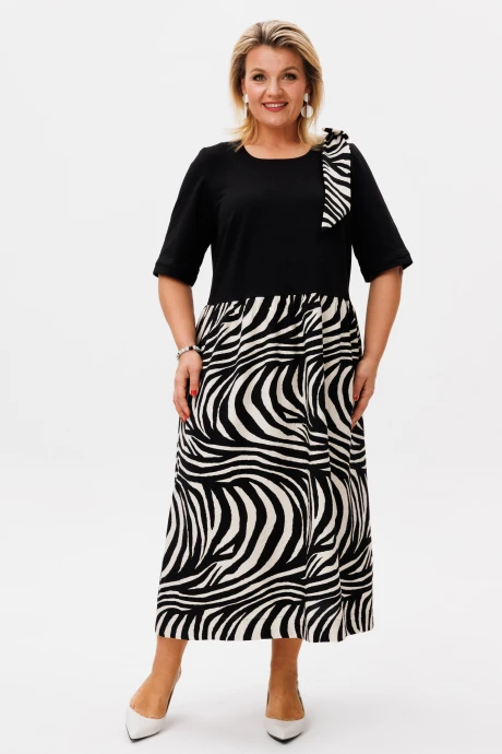 Платье OVERYOU М208 черно-молочный #1