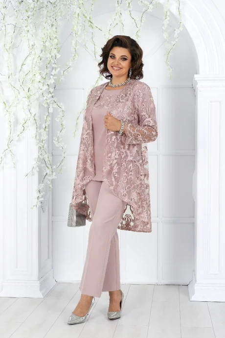 Брючный костюм *Распродажа Нинель Шик 5908 пудра тройка #1