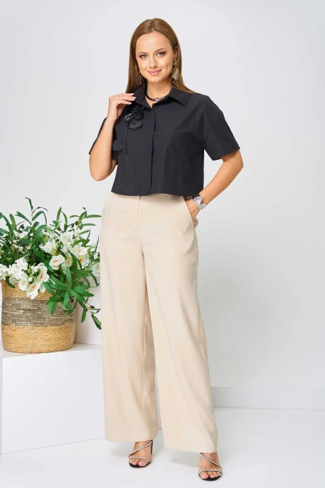 Брючный костюм Асолия 1495 черно-бежевый двойка #1
