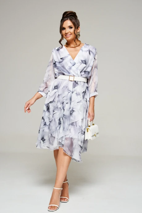 Платье Beautiful&Free 6317 серые_цветы #1