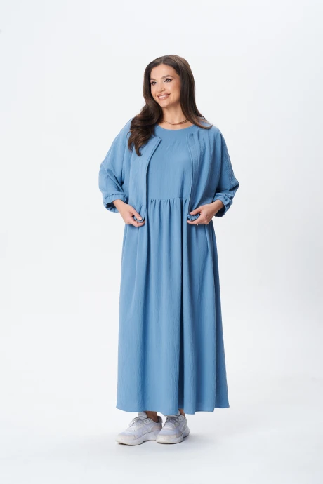 Костюм с платьем AXXA 26155 серо-голубой двойка #1