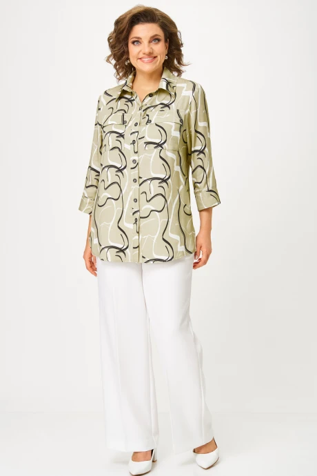 Брючный костюм БелЭльСтиль 408+601 молочно+мультиколор #1