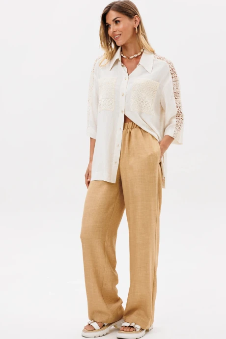 Брючный костюм GIZART 5401 молочный меланж, песочный двойка #1