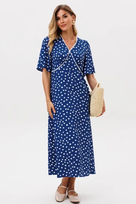 Платье GIZART 5400 синий, горошек #1