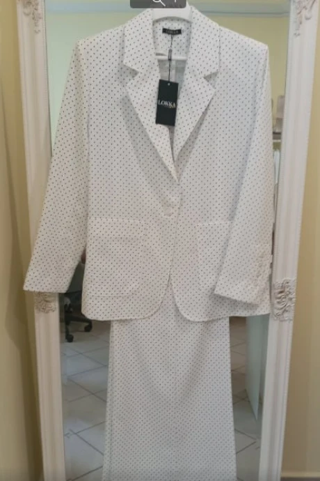 Брючный костюм *Распродажа Lokka 1632 белый/синий_горох двойка #1