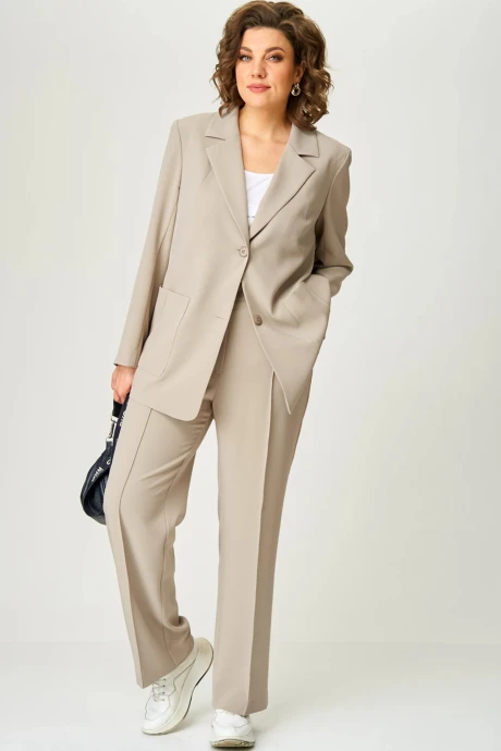 Брючный костюм *Распродажа Карина Делюкс 1273 серо-бежевый #1