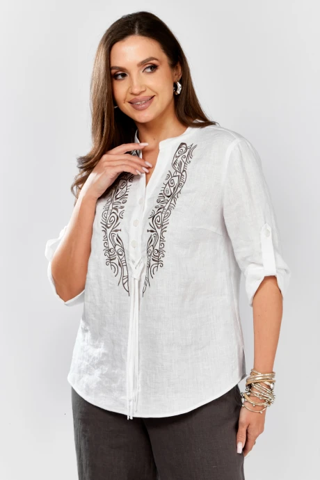 Блузка MALI 625-076 белый с серой вышивкой #1