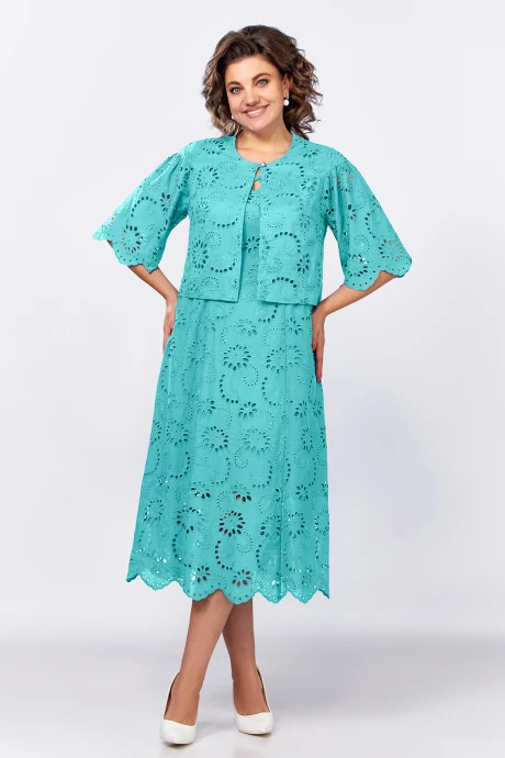 Костюм с платьем Mira Fashion 5583-2 бирюза двойка #1