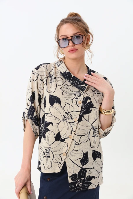 Жакет (пиджак) NikVa 902-8 сине-песочные_лилии #1