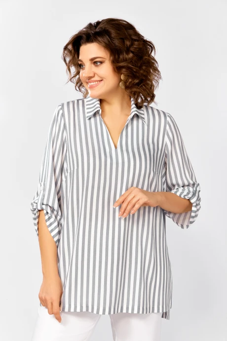 Блузка Swallow 859.1 Серо-молочная_полоска #1