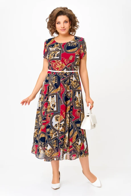 Платье Swallow 843.4 Сине-бело- красный принт #1