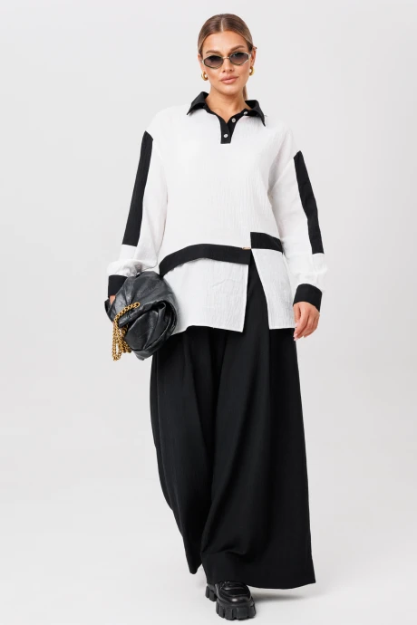 Брючный костюм Anastasia 1242 бело-черный двойка #1