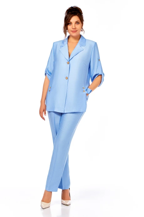 Брючный костюм Ольга Стиль 852 голубой двойка #1