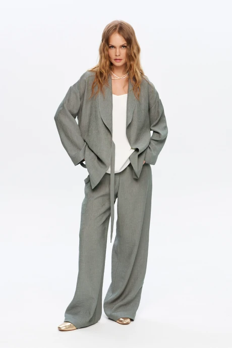 Брючный костюм PiRS 5955 серо-зеленый двойка #1