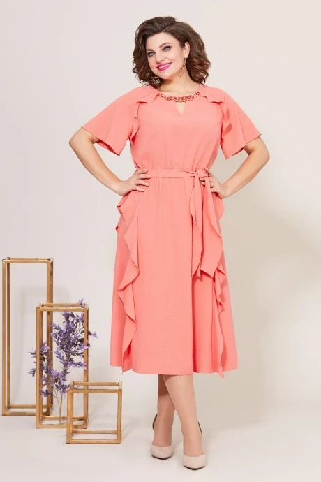 Платье *Распродажа Mira Fashion 5225 коралл #1