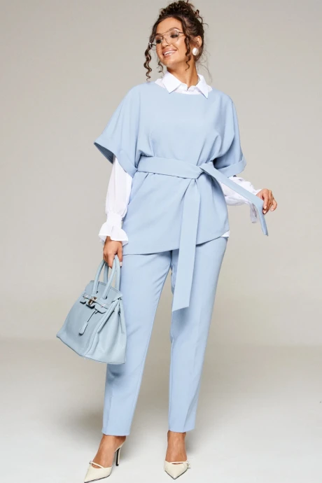 Брючный костюм Beautiful&Free 6343 голубой тройка #1