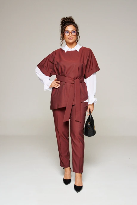 Брючный костюм Beautiful&Free 6343 кирпич тройка #1